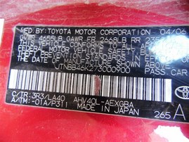 2007 Toyota Camry Hybrid Red 2.4L AT #Z24752
